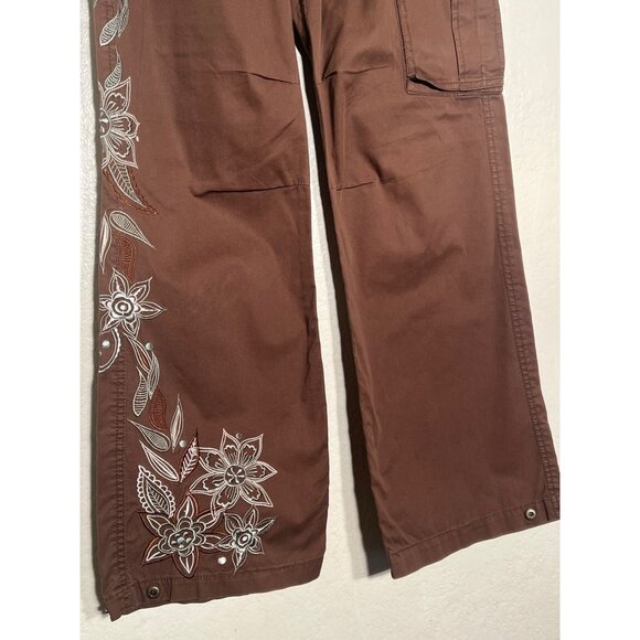 By Deep Los Angeles Small Brown Cargo Pants Cotton Embroidered Y2K - Picture 5 of 16